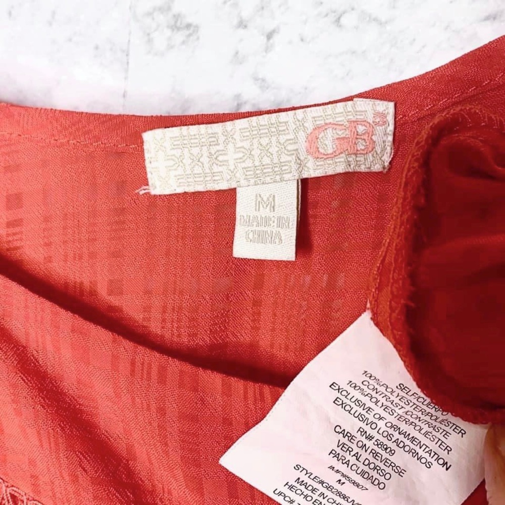 Gianni Bini Y2K Orange Lace Trim Gingham Billowy Swing Tank Top Women’s Medium - Picture 6 of 7